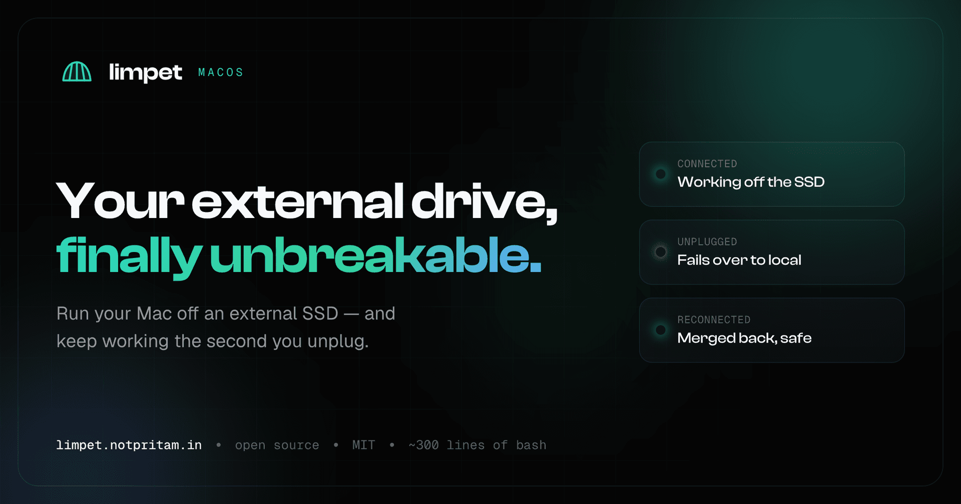Limpet: your external drive, finally unbreakable