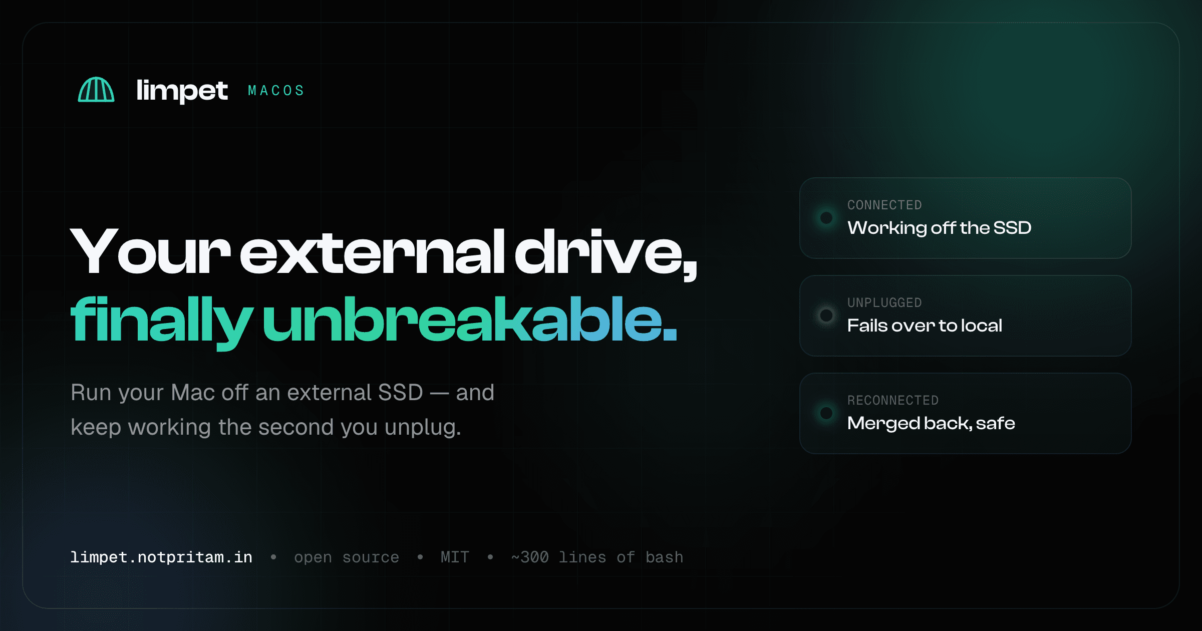 I run my whole Mac off an external SSD — and 300 lines of bash keep it from breaking when I unplug it
